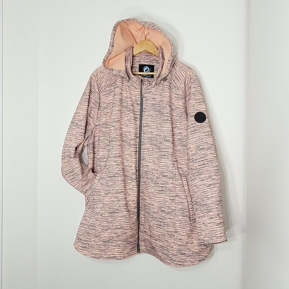 Essentials Salmon Charcoal Full Zip Long Sleeve Hooded Jacket Coat Plus Sz 5X - Picture 1 of 15